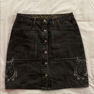 Desigual Martia skirt black denim beaded design 28